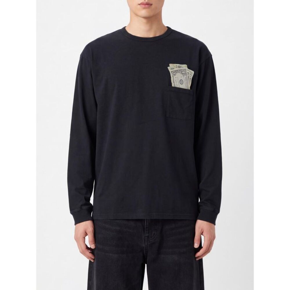 Erl Men Erl Long-Sleeved Cotton T-Shirt With Graphic Print And Pocket